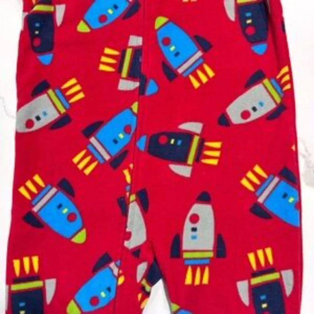 Carter's | Toddler Boys Red Rocket Print Footed Pajamas Fleece Sleeper 2T
